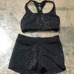 Girls justice sports bra and short set